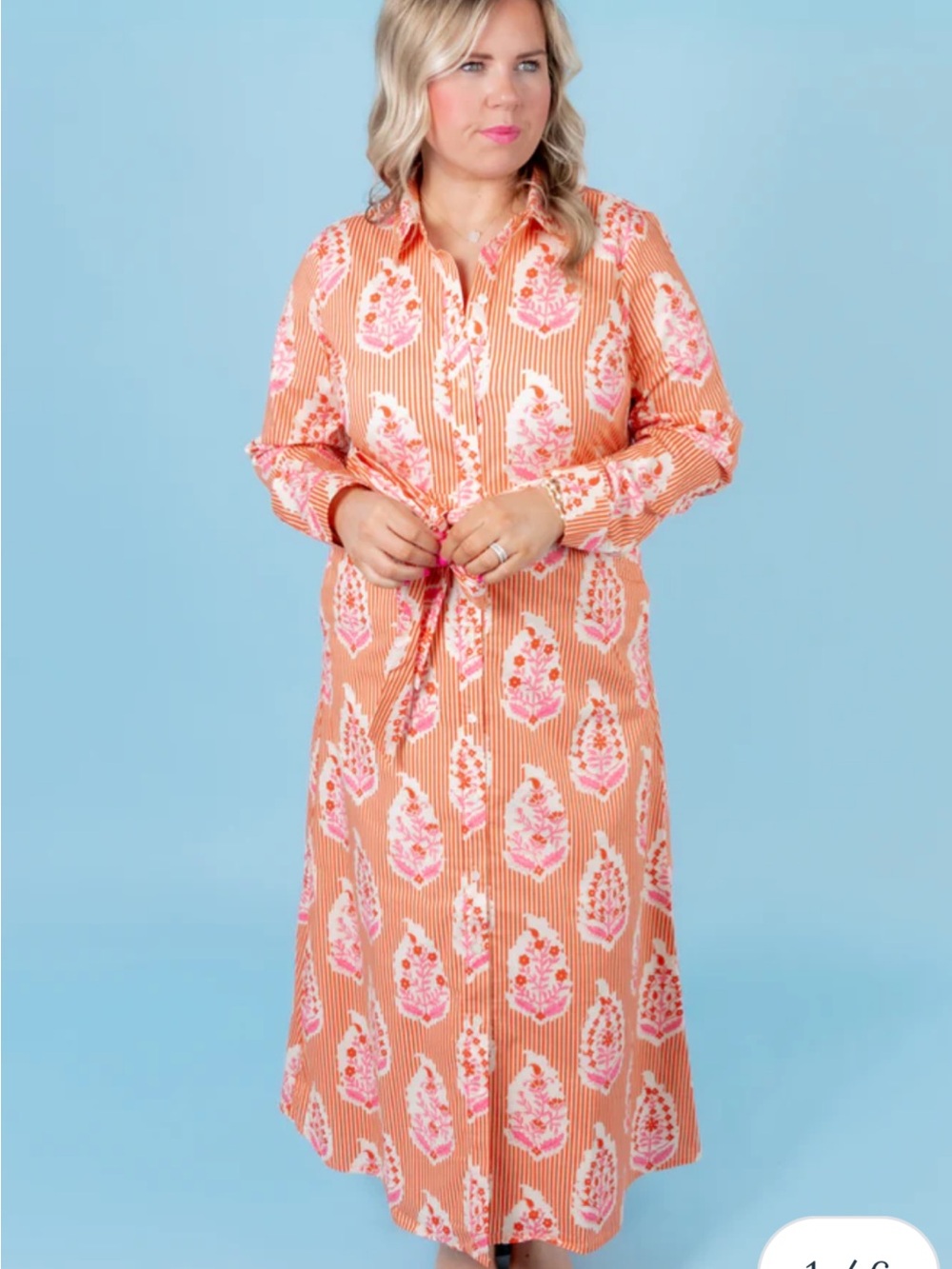 Spartina Marianne Shirt Dress Richmond Hill Stripe Floral Motiff Red